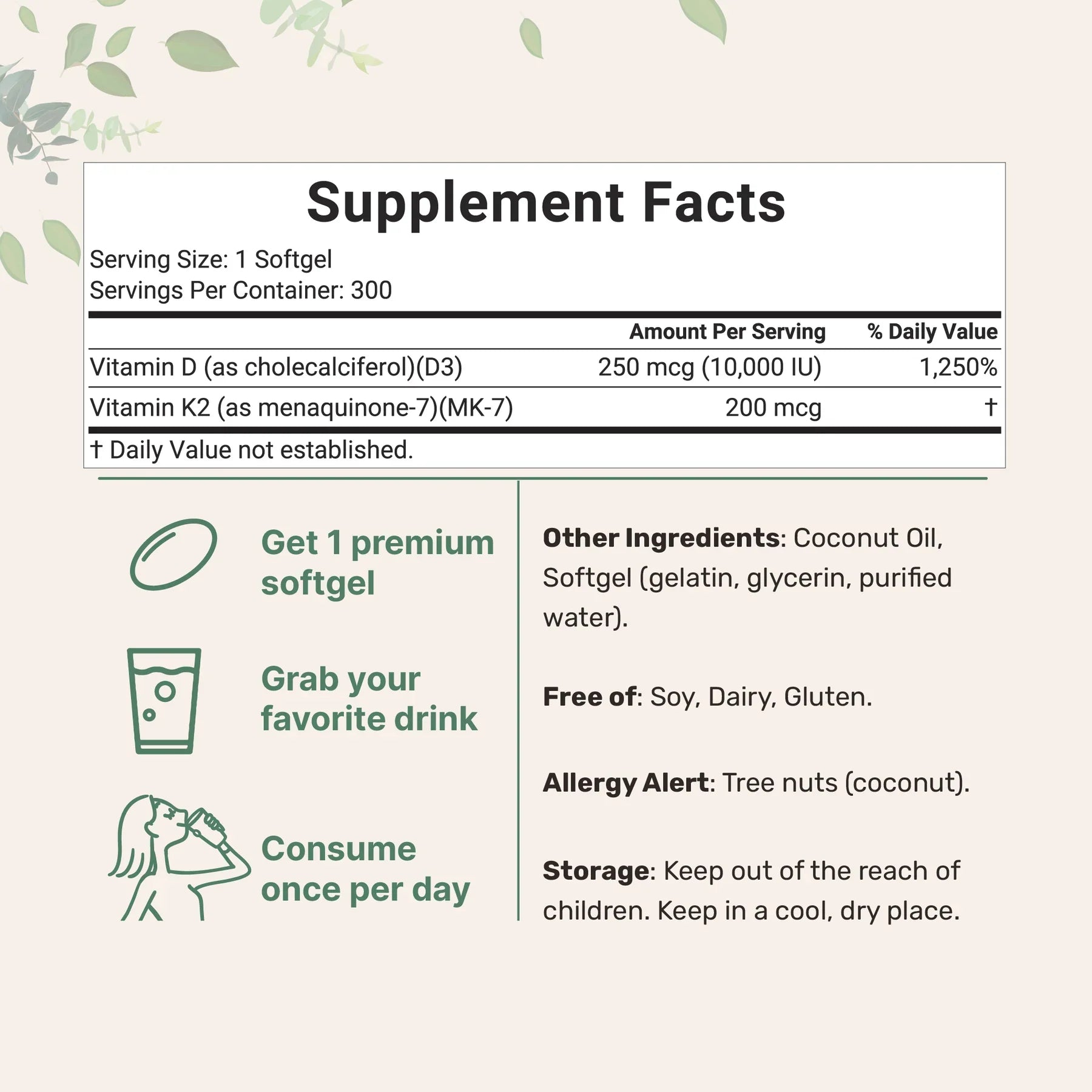Vitamin D3 + K2 Softgels
